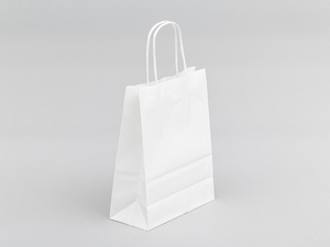 Biała torba papierowa z uchwytem skręcanym 180x80x225mm Komplet 250...