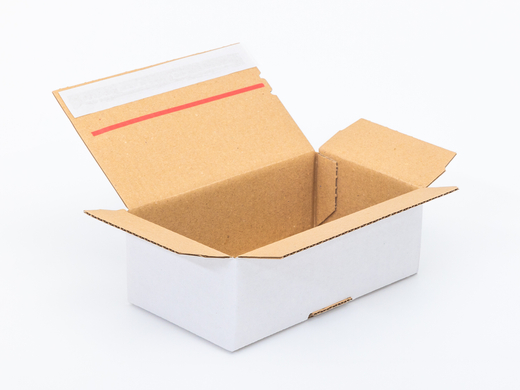 Karton fasonowy z paskiem klejowym i tasiemką zrywającą 200x120x80mm 3W B 360g/m2 Biały Komplet 20 szt.