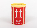 Etykiety ostrzegawcze z nadrukiem "Góra" rolka 500 etykiet
