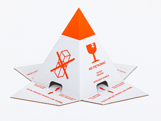 Stożek ochronny na paletę z nadrukiem „Nie piętrować” 195x195x230mm 3W B 360g/m2 Biały FSC Mix Komplet 10 szt.