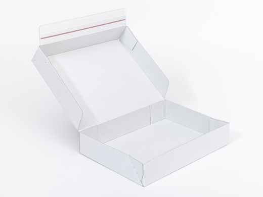Karton fasonowy z paskiem klejowym i tasiemką zrywającą 400x300x80mm 3W E 390g/m2 Biały-Biały Komplet 20 szt.