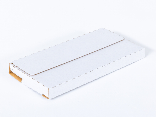 Karton fasonowy z paskiem klejowym i tasiemką zrywającą 200x100x20mm 3W E 350g/m2 Biały Komplet 20 szt.