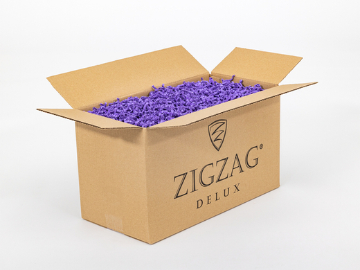 Wypełniacz do paczek ZigZag Delux papierowy ekologiczny ozdobny wiórki Fioletowy - Karton 1kg Komplet 4 kartony
