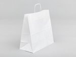 Biała torba papierowa z uchwytem skręcanym 400x180x390mm Komplet 150 szt.
