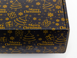 Czarny karton świąteczny fasonowy złoty nadruk Merry Christmas 305x270x110mm 3W B 490g/m2 Komplet 10 szt.