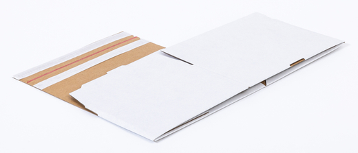 Karton fasonowy z paskiem klejowym i tasiemką zrywającą 300x250x150mm 3W B 360g/m2 Biały Paczka 100 szt.
