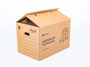 Karton do przeprowadzki GREMBOX z uchwytami 570x380x390mm 3W C 530g/m2 Szary z nadrukiem FSC Mix Komplet 10 szt.