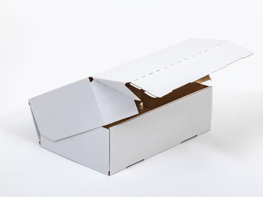 Karton fasonowy z podwójnym paskiem klejowym i tasiemką zrywającą 400x300x100mm 3W E 350g/m2 Biały Zestaw palet 6600 szt.