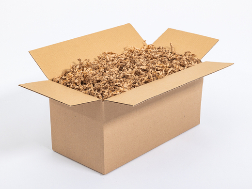 Wypełniacz do paczek BASIC papierowy ekologiczny ozdobny wiórki Naturalny / Brązowy - Karton 1kg Paleta 108 kartonów