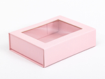 Różowe pudełko magnetyczne z okienkiem 203x152x55 mm