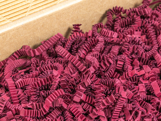 Wypełniacz do paczek ZigZag Delux papierowy ekologiczny ozdobny wiórki Bordowy - Karton 1kg Paczka 17 kartonów