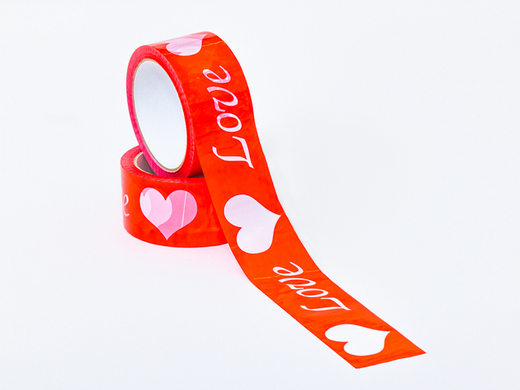 Czerwona taśma walentynkowa z napisem Love 48mm/60m - 1 szt.