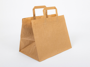 Torba papierowa z uchwytem płaskim 320x220x245mm Brązowa Komplet 250 szt.