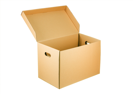Karton na segregatory z uchwytami 500x305x325mm 3W B 460g/m2 Szary